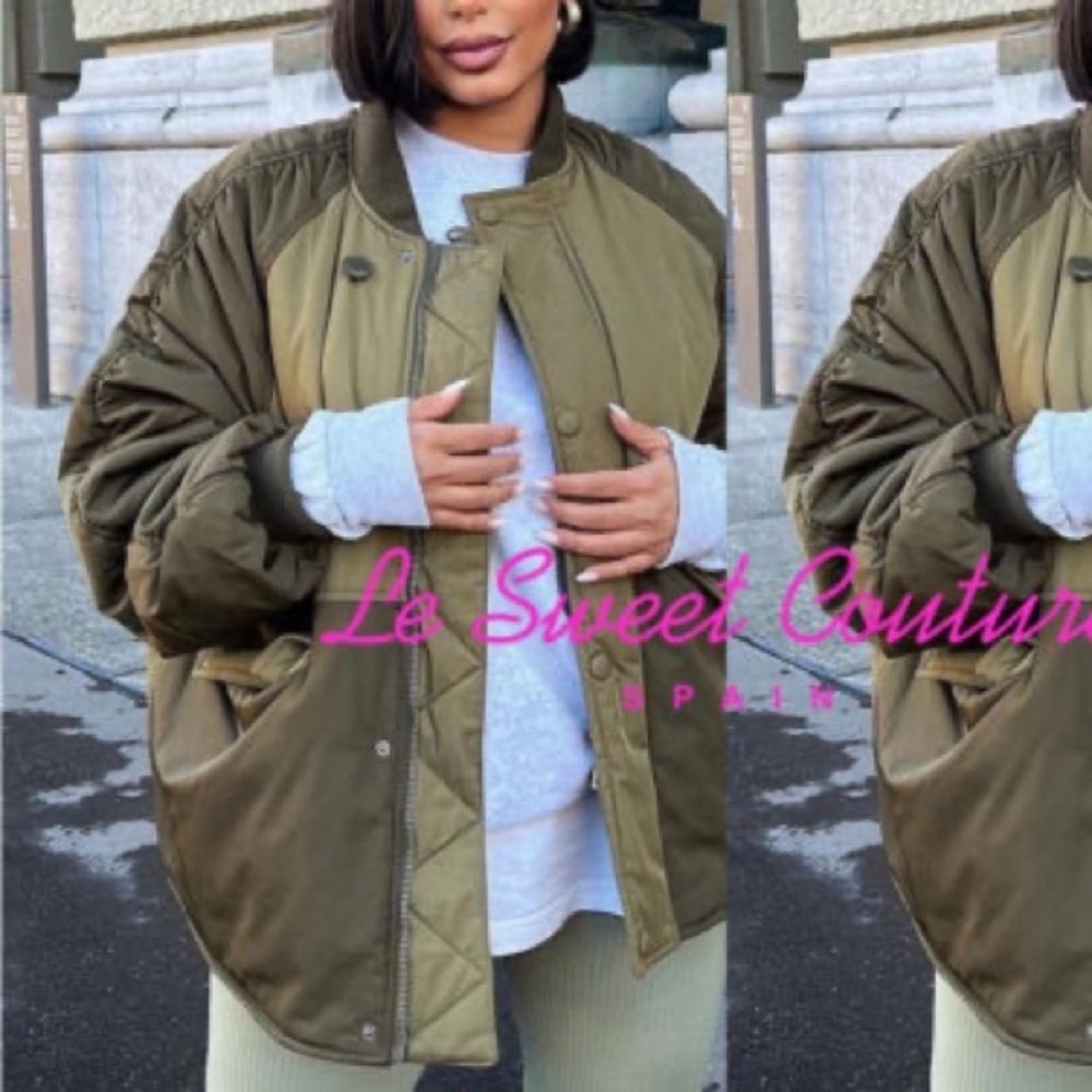 Zara Khaki Green Bomber Jacket